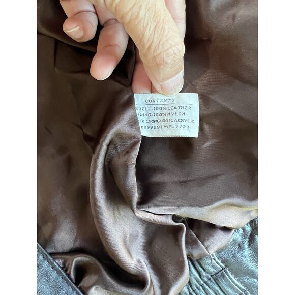 Campus Vintage dark Chocolate brown bomber leather jacket aviator Military Sz 40 - Picture 8 of 9